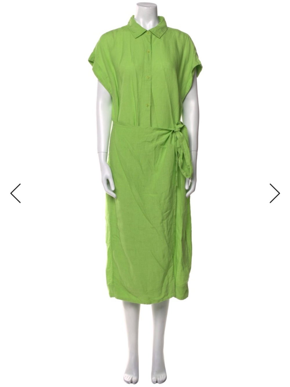 Apiece Apart Bright Lime Green Button-Front Dress - Picture 3 of 6
